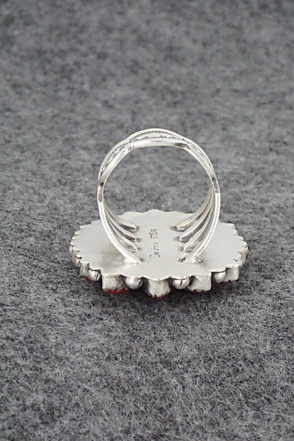 Coral & Sterling Silver Ring - Tom Lewis - Size 8