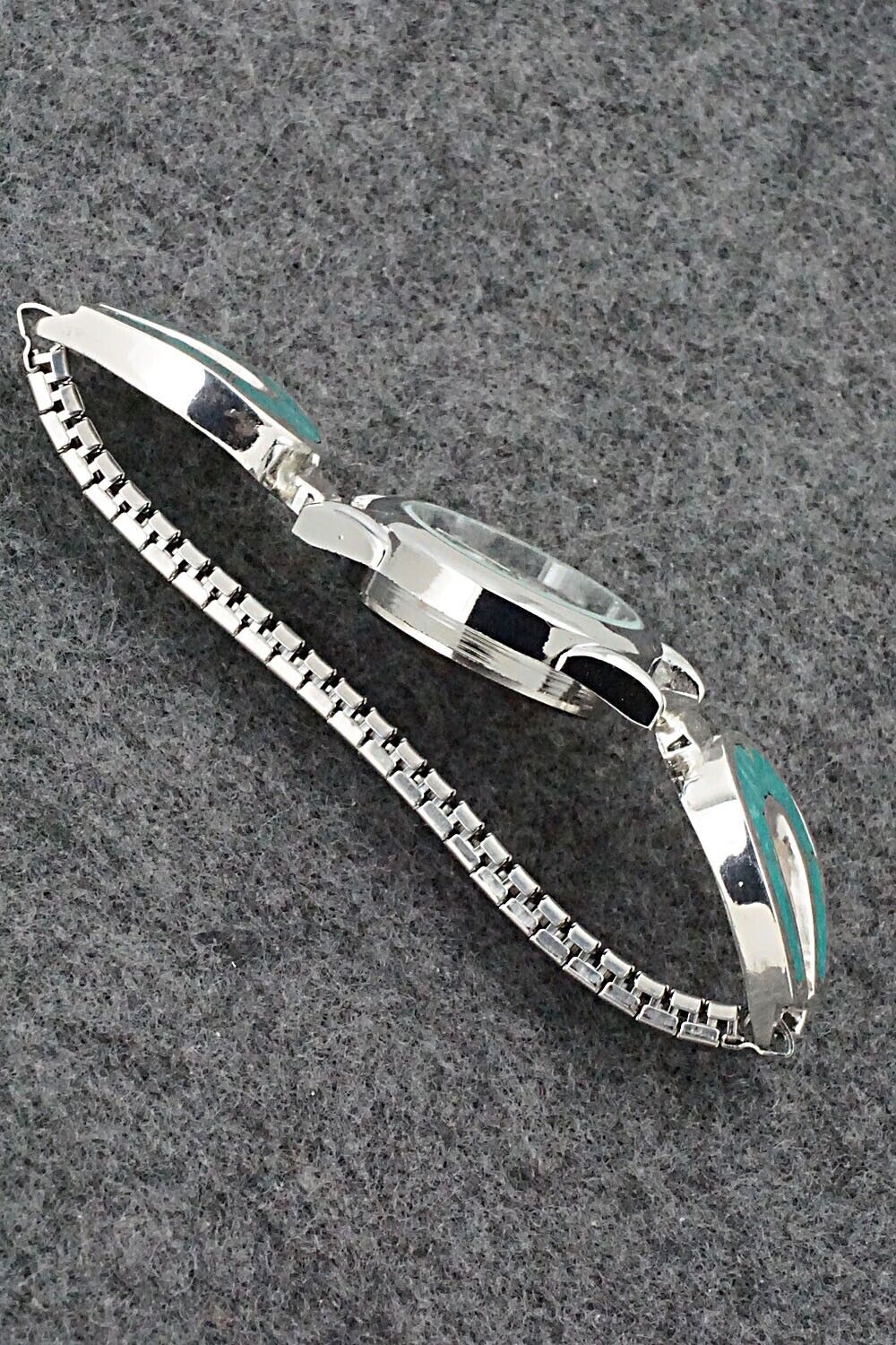 Turquoise & Sterling Silver Watch Bracelet - James Manygoats