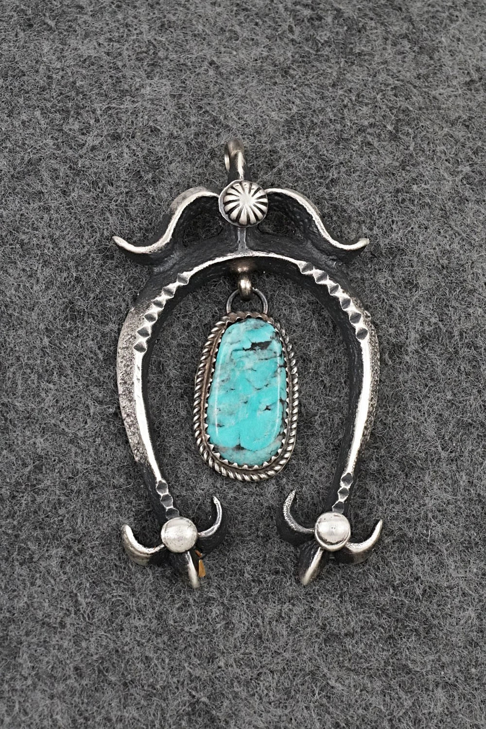 Turquoise and Sterling Silver Pendant - Martha Cayatineto