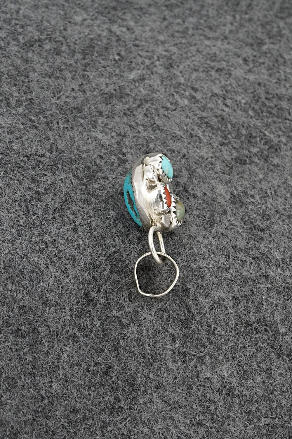 Turquoise, Coral & Sterling Silver Pendant - Priscilla Reeder