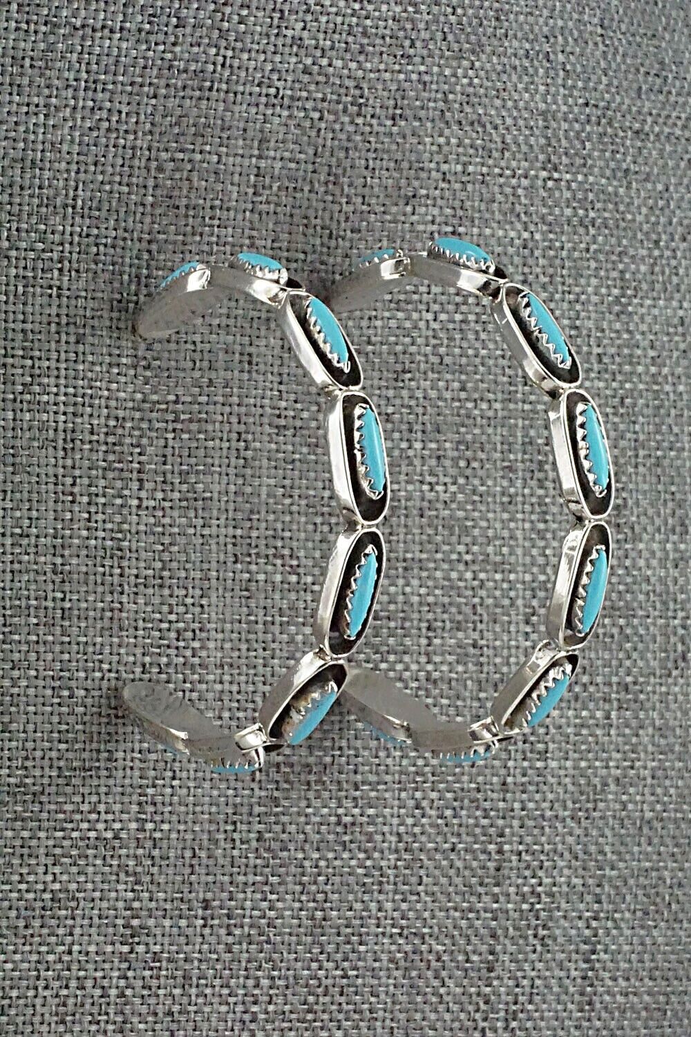 Turquoise & Sterling Silver Hoop Earrings - Francine Peyketewa