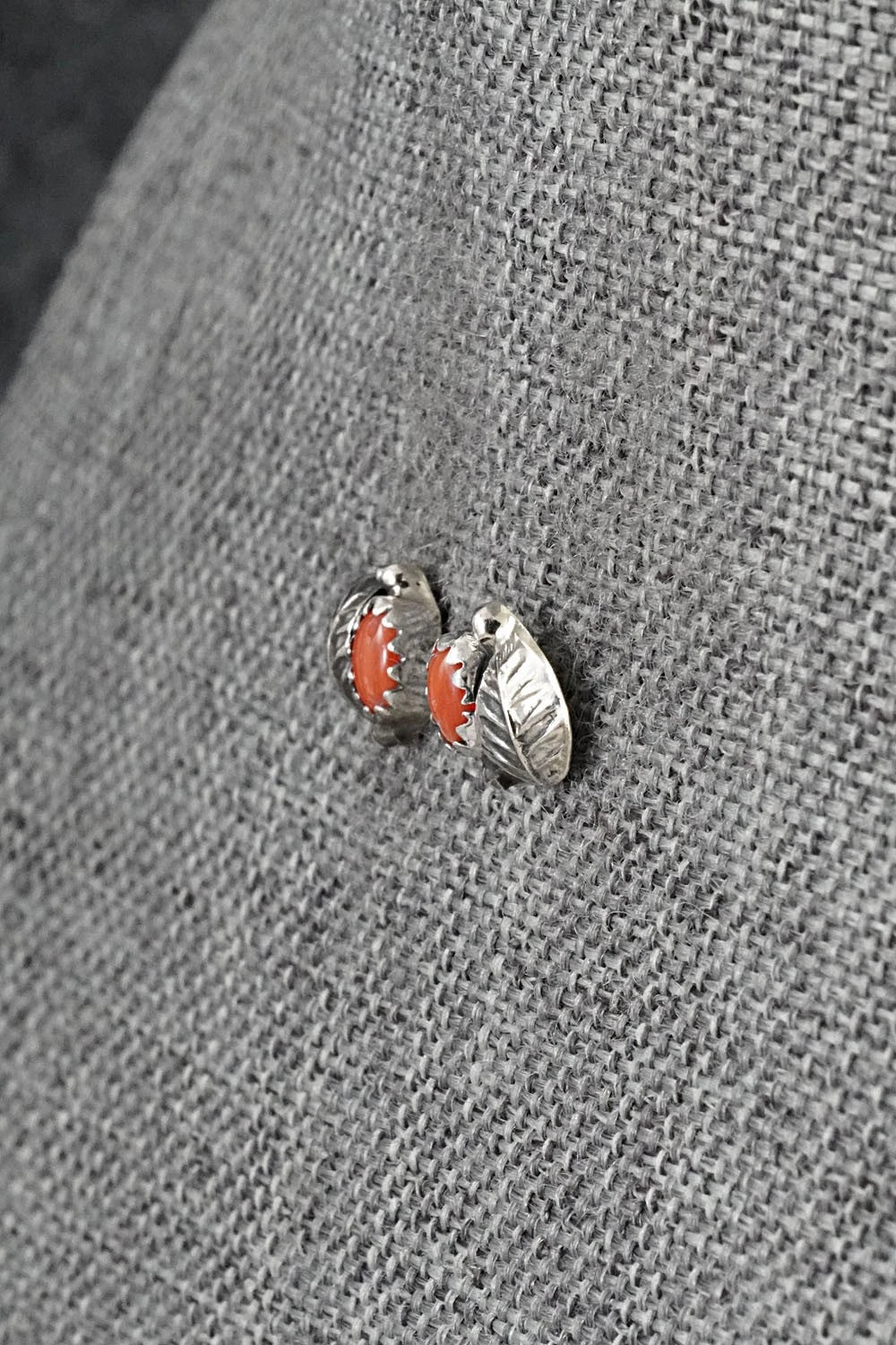 Coral & Sterling Silver Earrings - Roselene Joe
