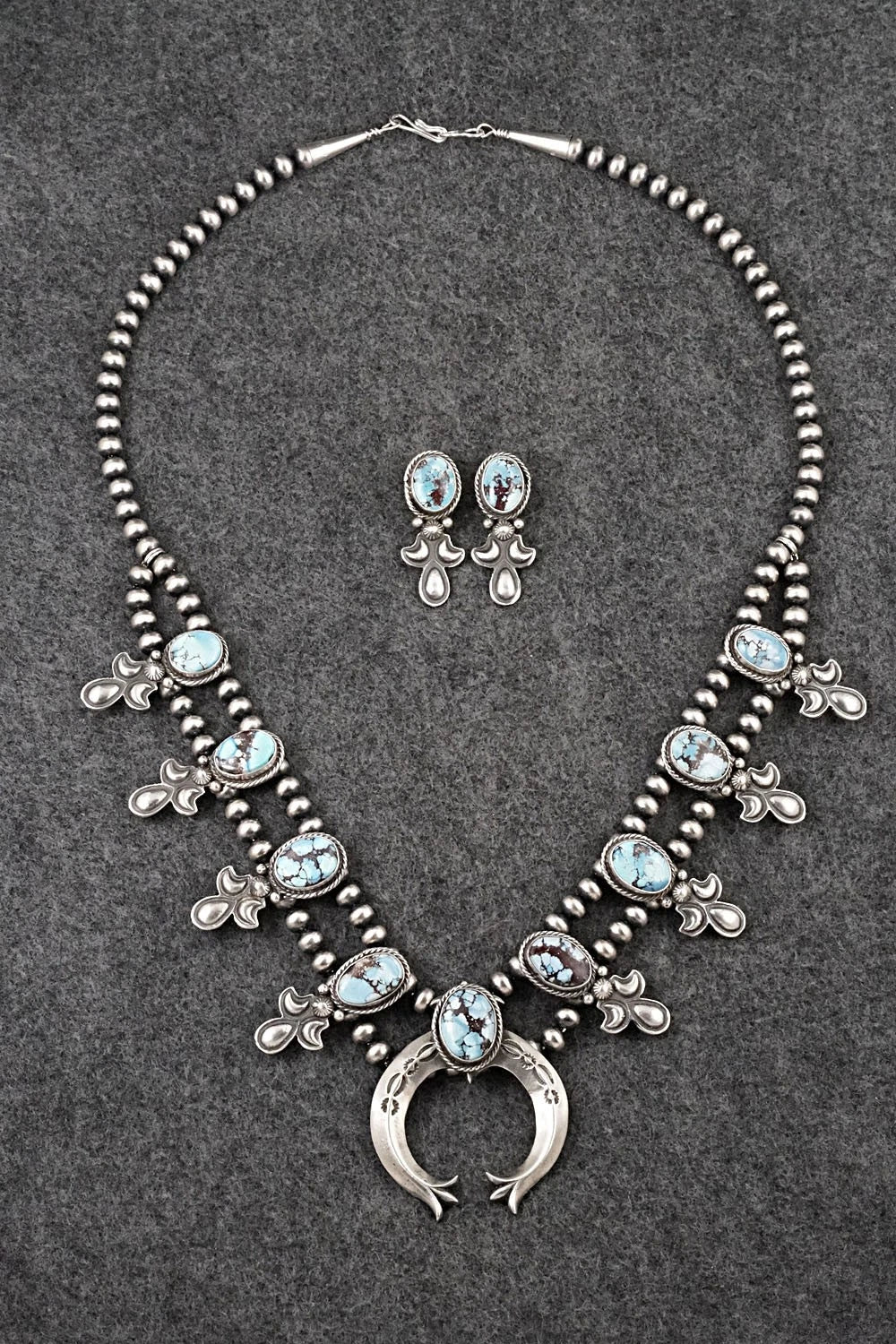 Turquoise & Sterling Silver Squash Blossom Set - Adrienne Gordon