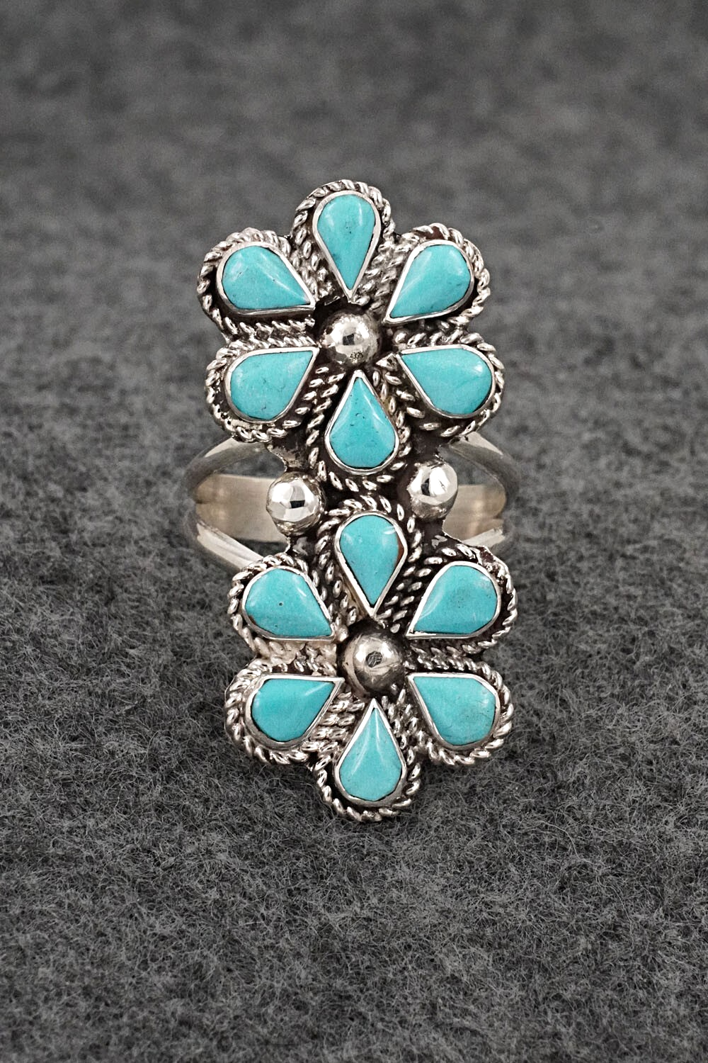 Turquoise & Sterling Silver Ring - Carol Lateyice - Size 9.5