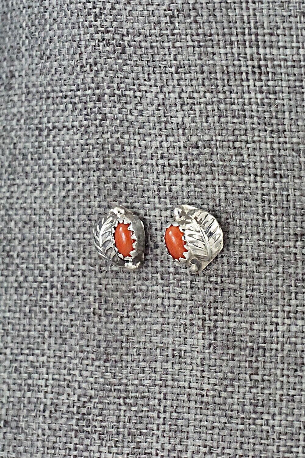 Coral & Sterling Silver Earrings - Roselene Joe