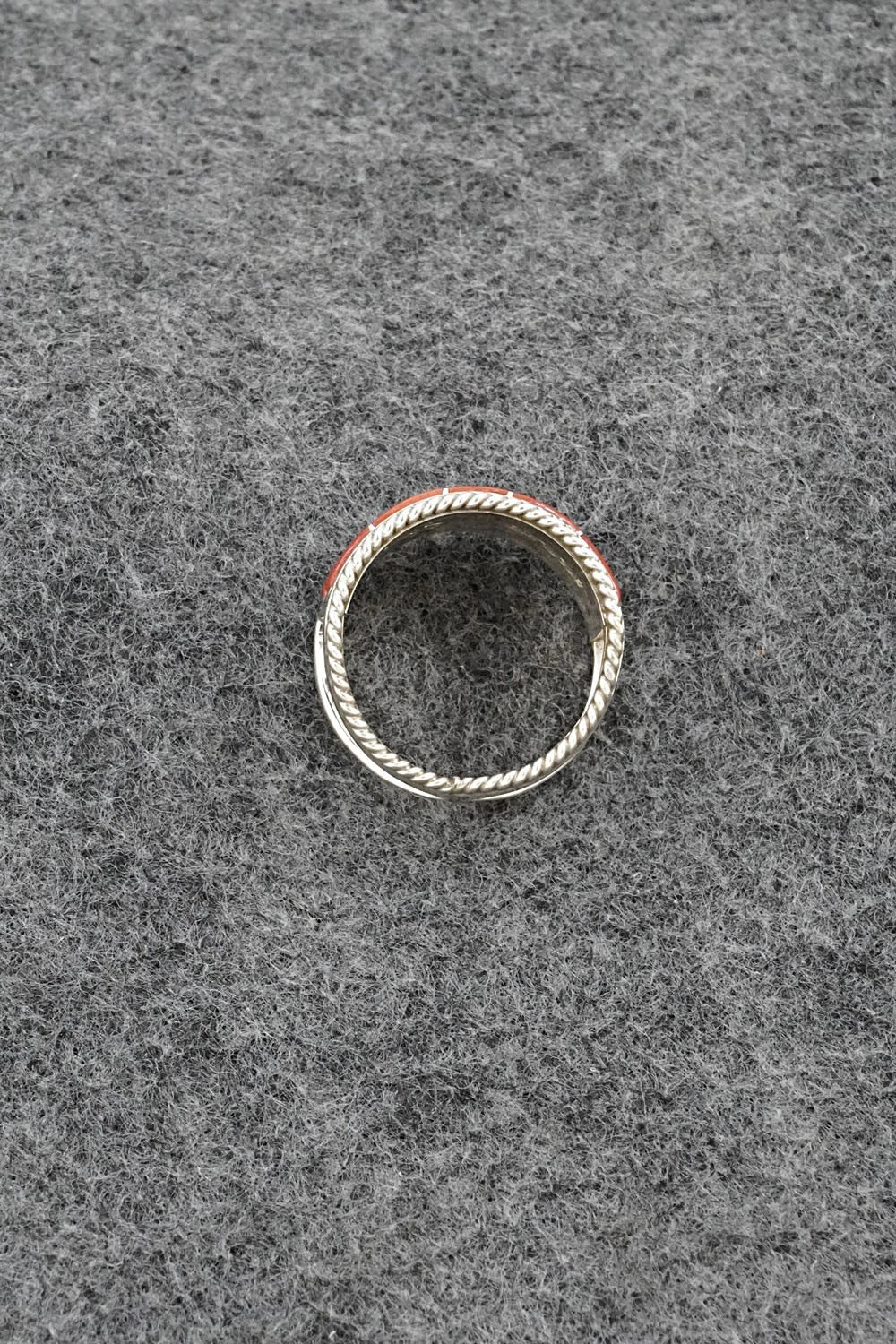 Coral and Sterling Silver Ring - Bruce Johnson - Size 7