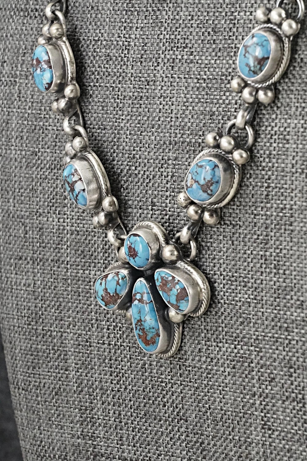 Turquoise & Sterling Silver Necklace and Earrings Set - Kathleen Livingston
