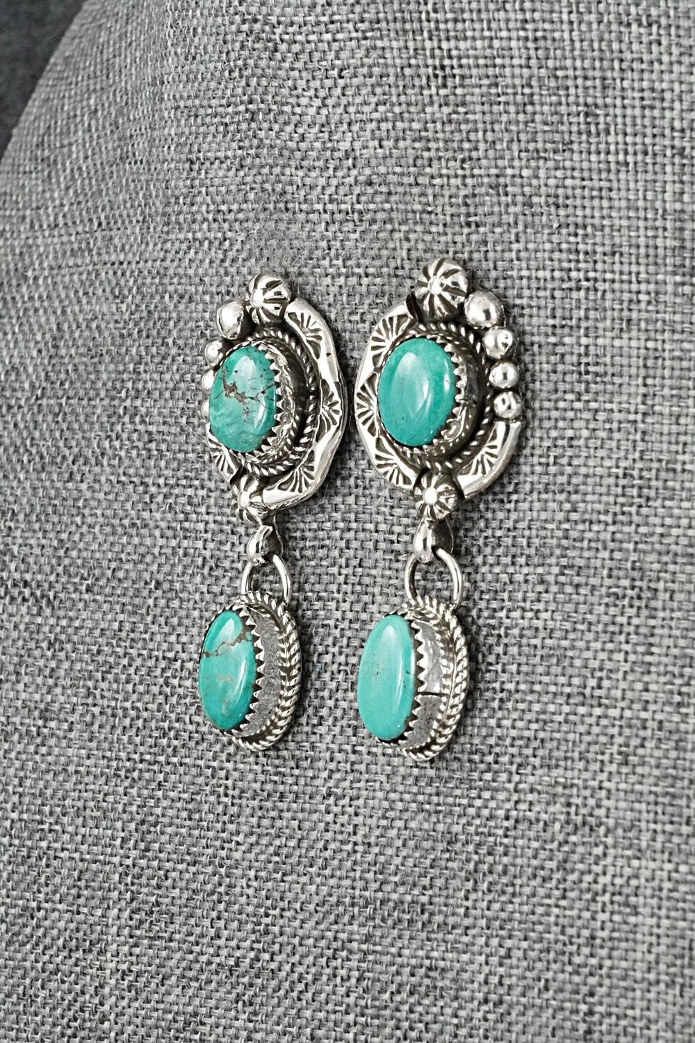 Turquoise & Sterling Silver Necklace and Earrings Set - Phil Nez
