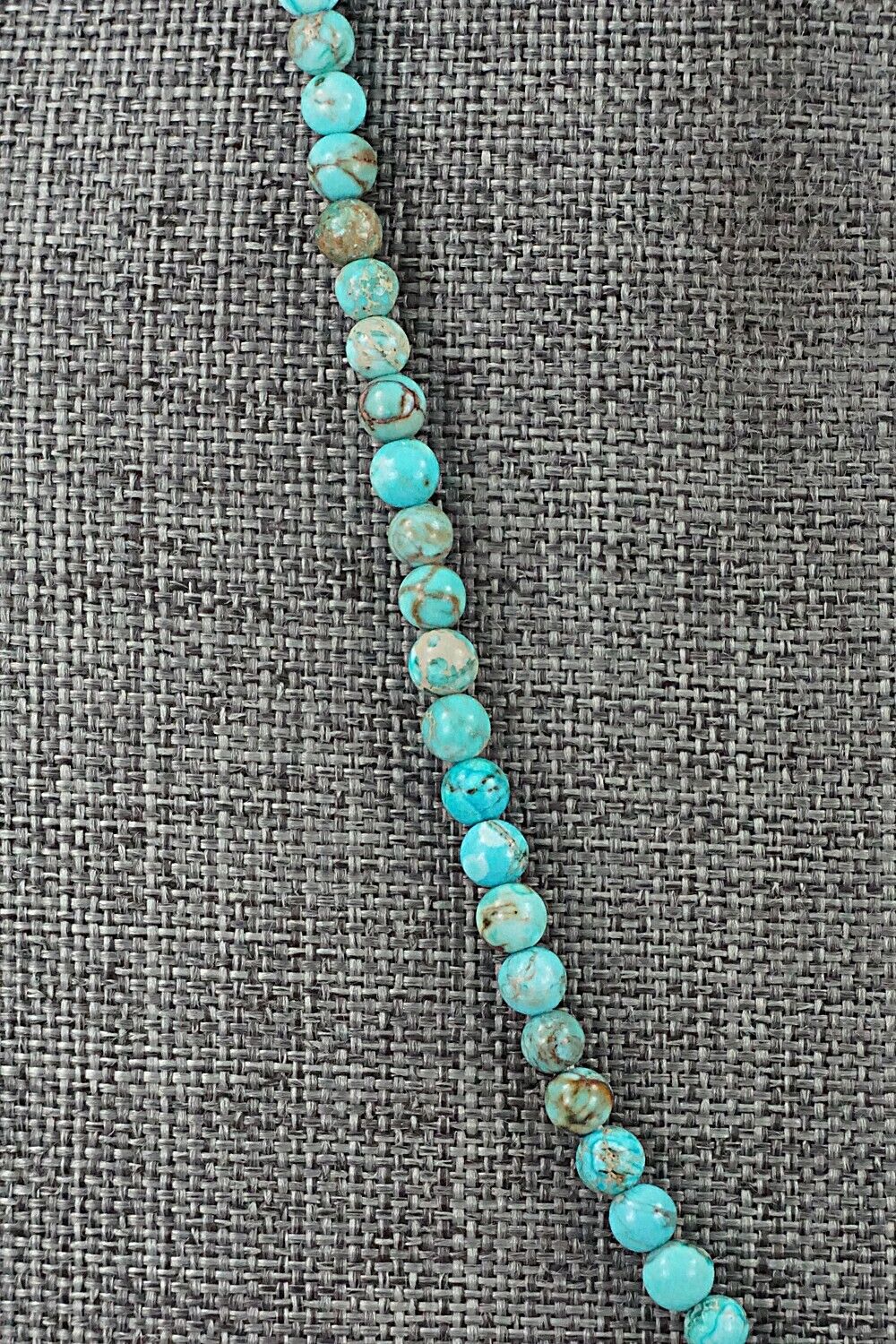 Turquoise, Shell & Sterling Silver Necklace 18" - Ramona Calavaza