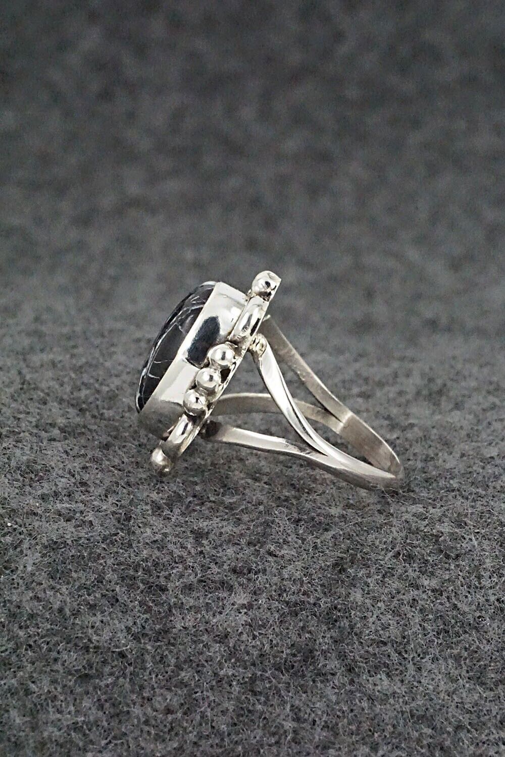 White Buffalo & Sterling Silver Ring - Priscilla Smith - Size 6.75