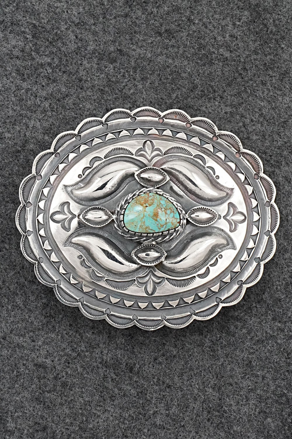 Turquoise & Sterling Silver Belt Buckle - Roland Dixson
