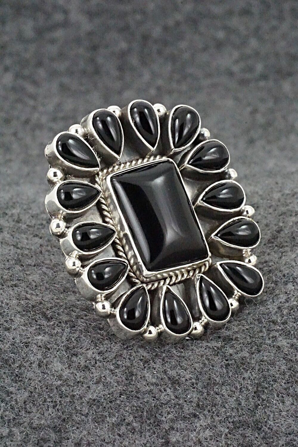 Onyx & Sterling Silver Ring - Verley Betone - Size 8