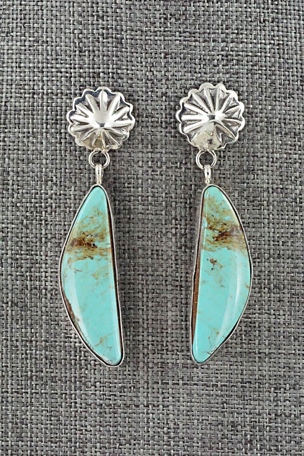 Turquoise and Sterling Silver Earrings - Juan Yellowhorse