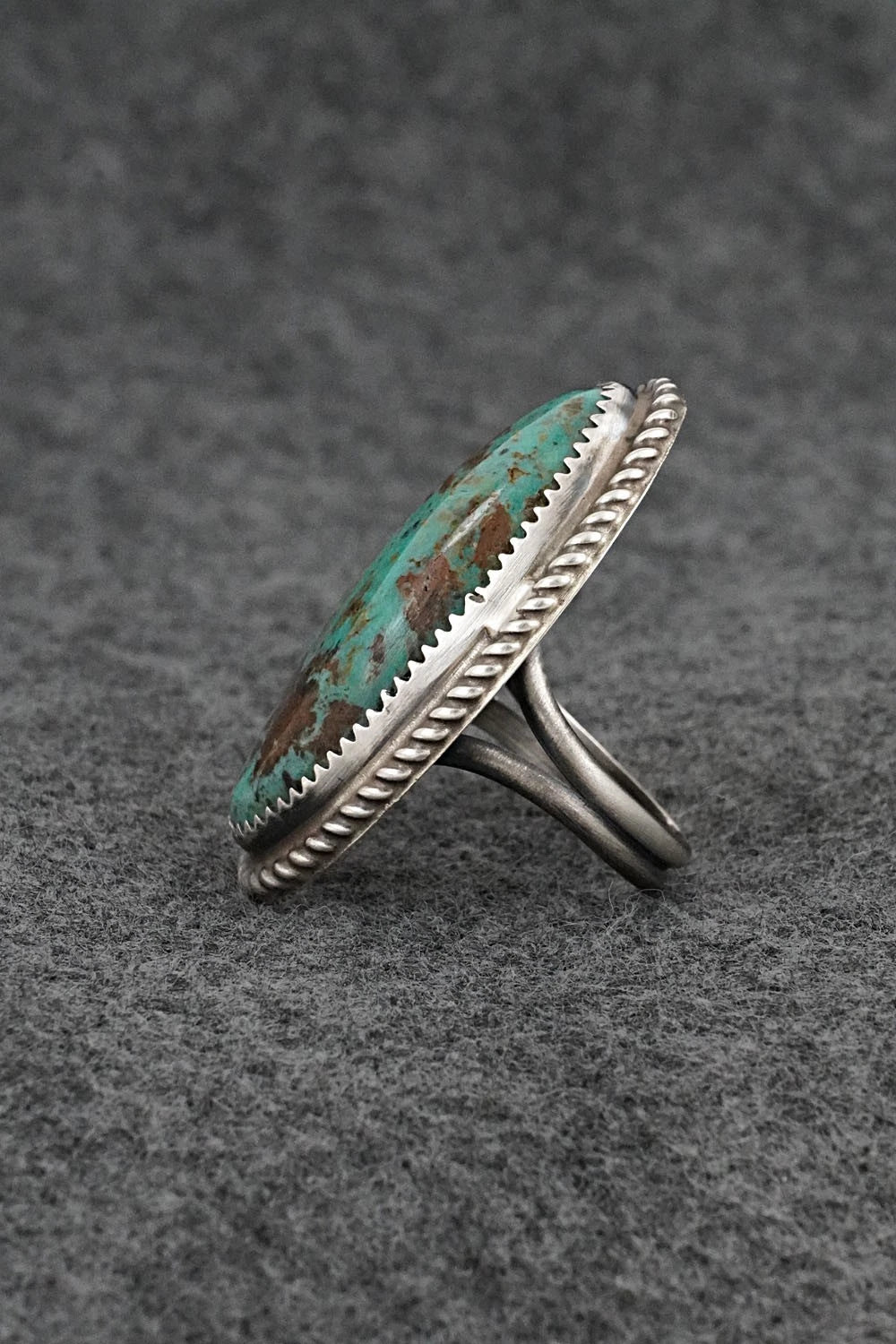 Turquoise & Sterling Silver Ring - Leslie Nez - Size 7.5