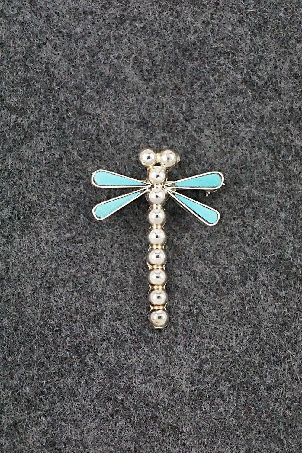Turquoise & Sterling Silver Pendant/Pin - Emma Edaakie