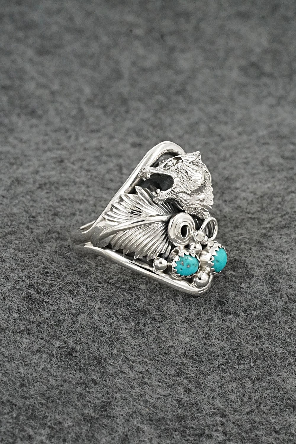 Turquoise & Sterling Silver Ring - Darrell Morgan - Size 13