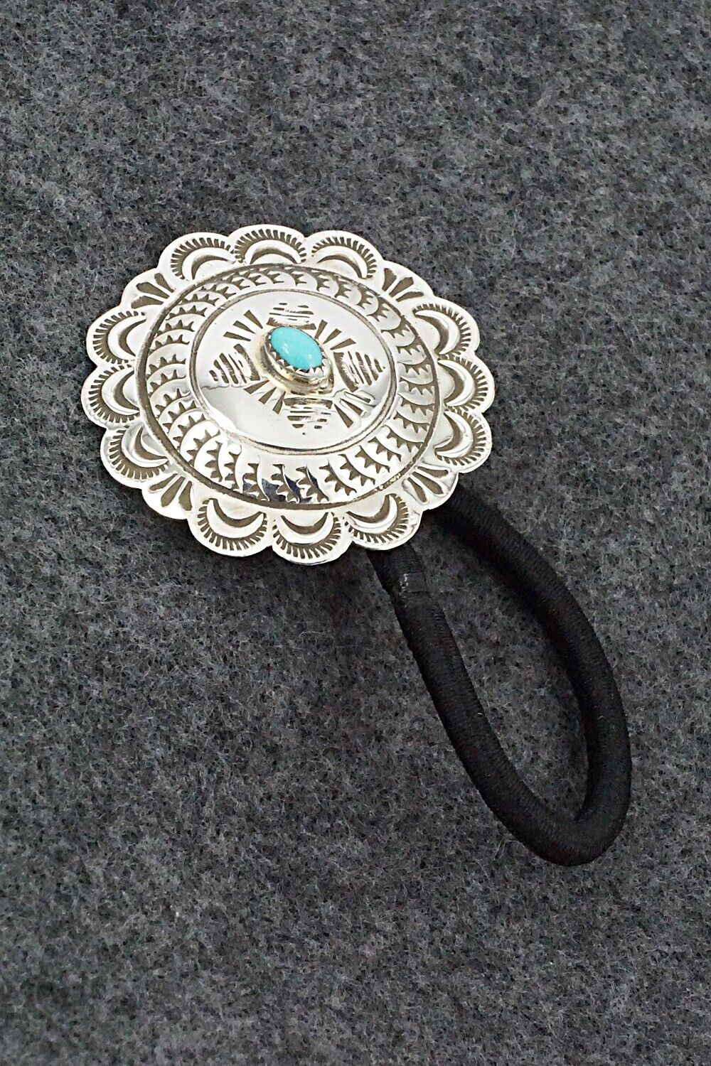 Turquoise & Sterling Silver Hair Tie - Bertha Begay