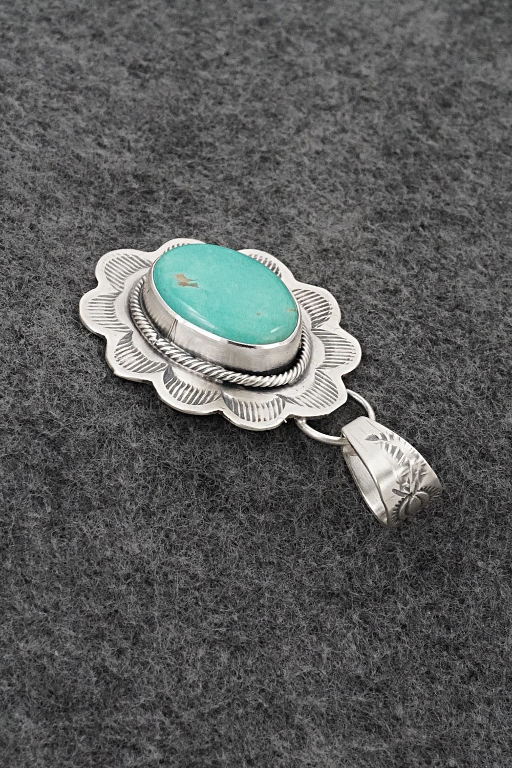 Turquoise & Sterling Silver Pendant - Cordell Platero