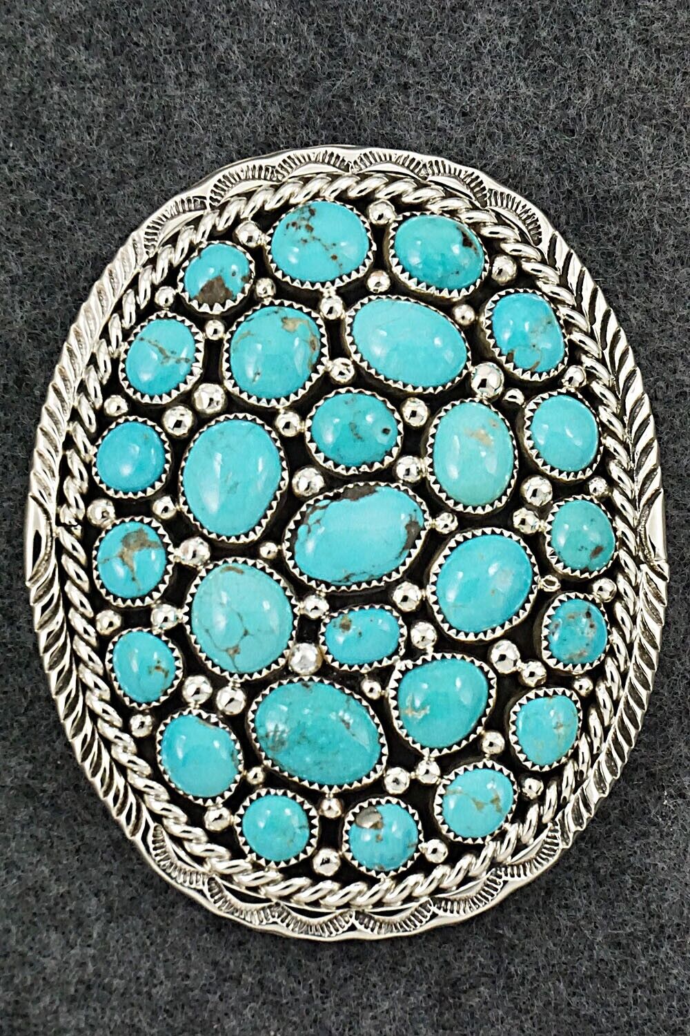 Turquoise & Sterling Silver Belt Buckle - Marlene Haley