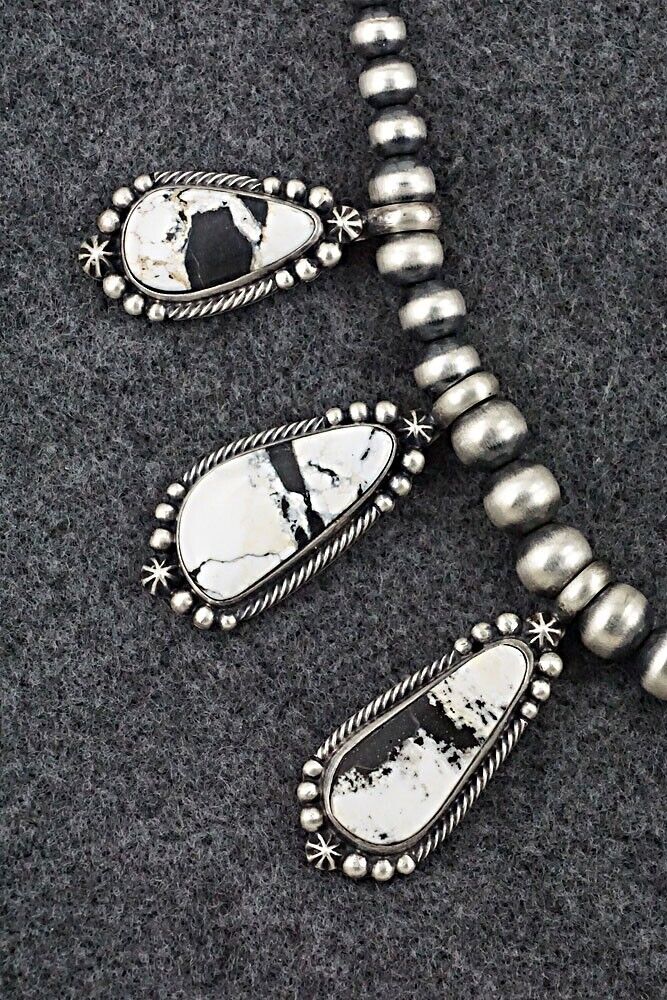White Buffalo & Sterling Silver Necklace & Earrings Set - Diana Wylie
