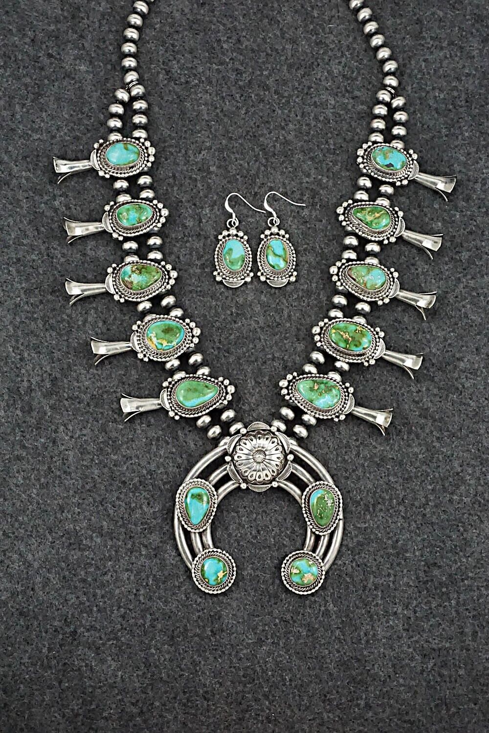 Turquoise & Sterling Silver Squash Blossom Set - Tom Lewis