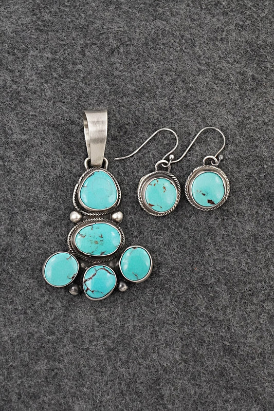 Turquoise & Sterling Silver Pendant and Earrings Set - Bobby Johnson