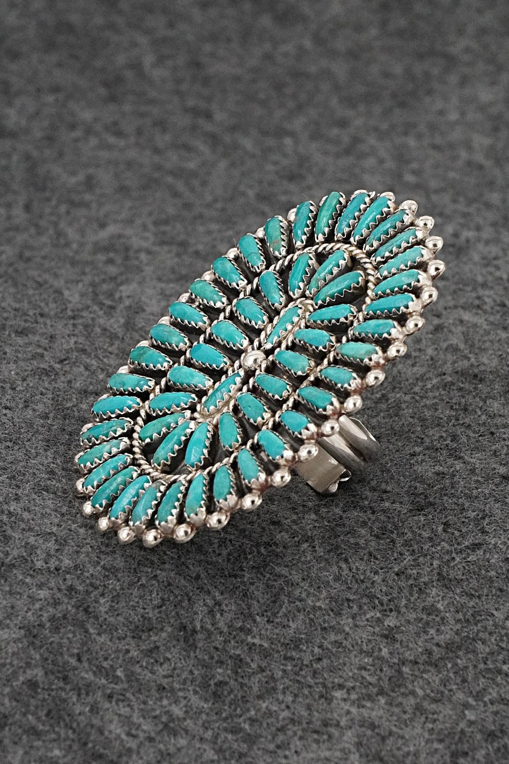 Turquoise & Sterling Silver Ring - Philena Byjoe - Size 8, Adj.