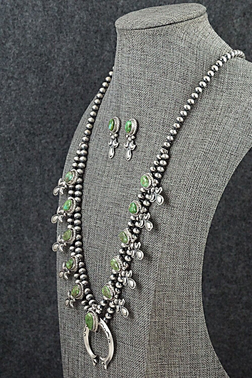 Turquoise & Sterling Silver Squash Blossom Set - Paige Gordon