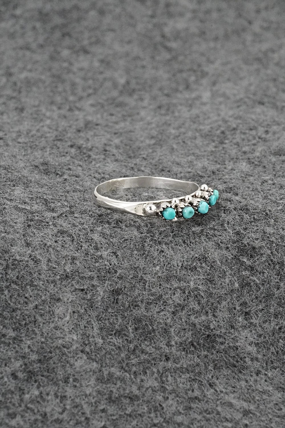 Turquoise & Sterling Silver Ring - April Haloo - Size 7.5