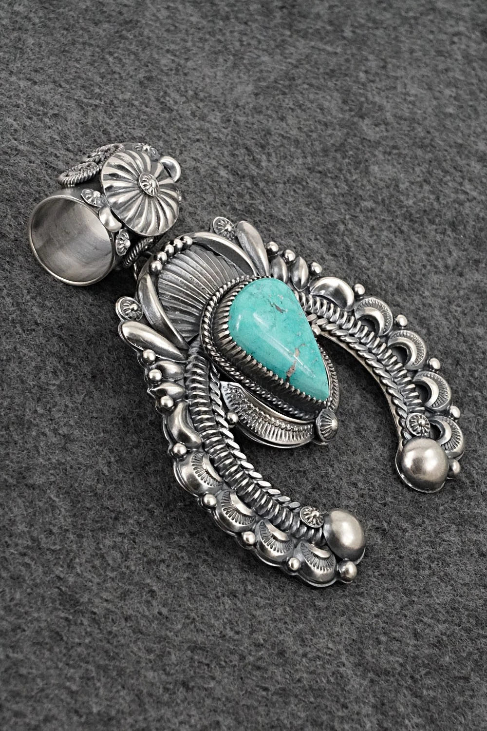 Turquoise & Sterling Silver Naja Pendant - Delbert Gordon