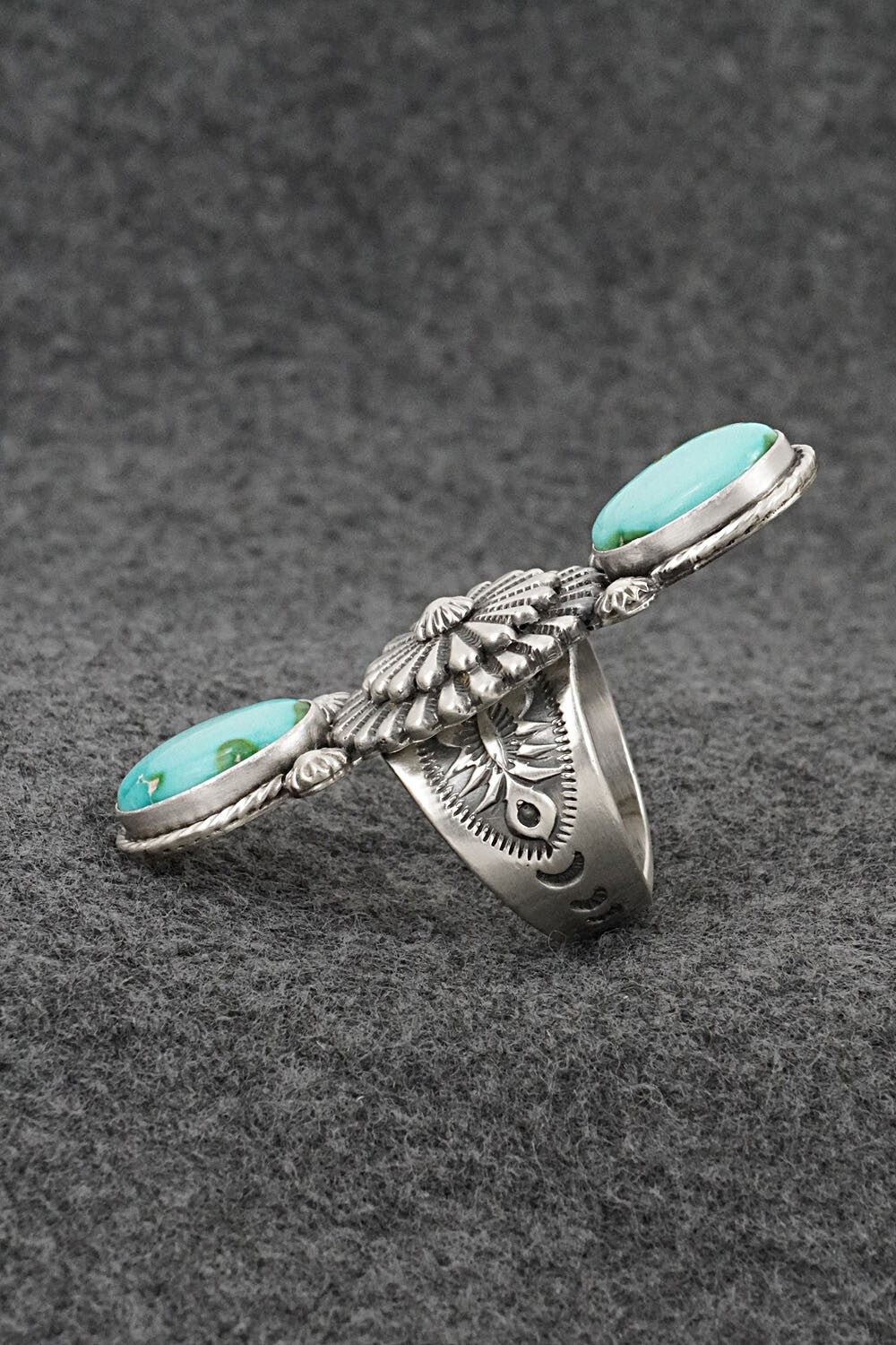 Turquoise & Sterling Silver Ring - Samuel Yellowhair - Size 8