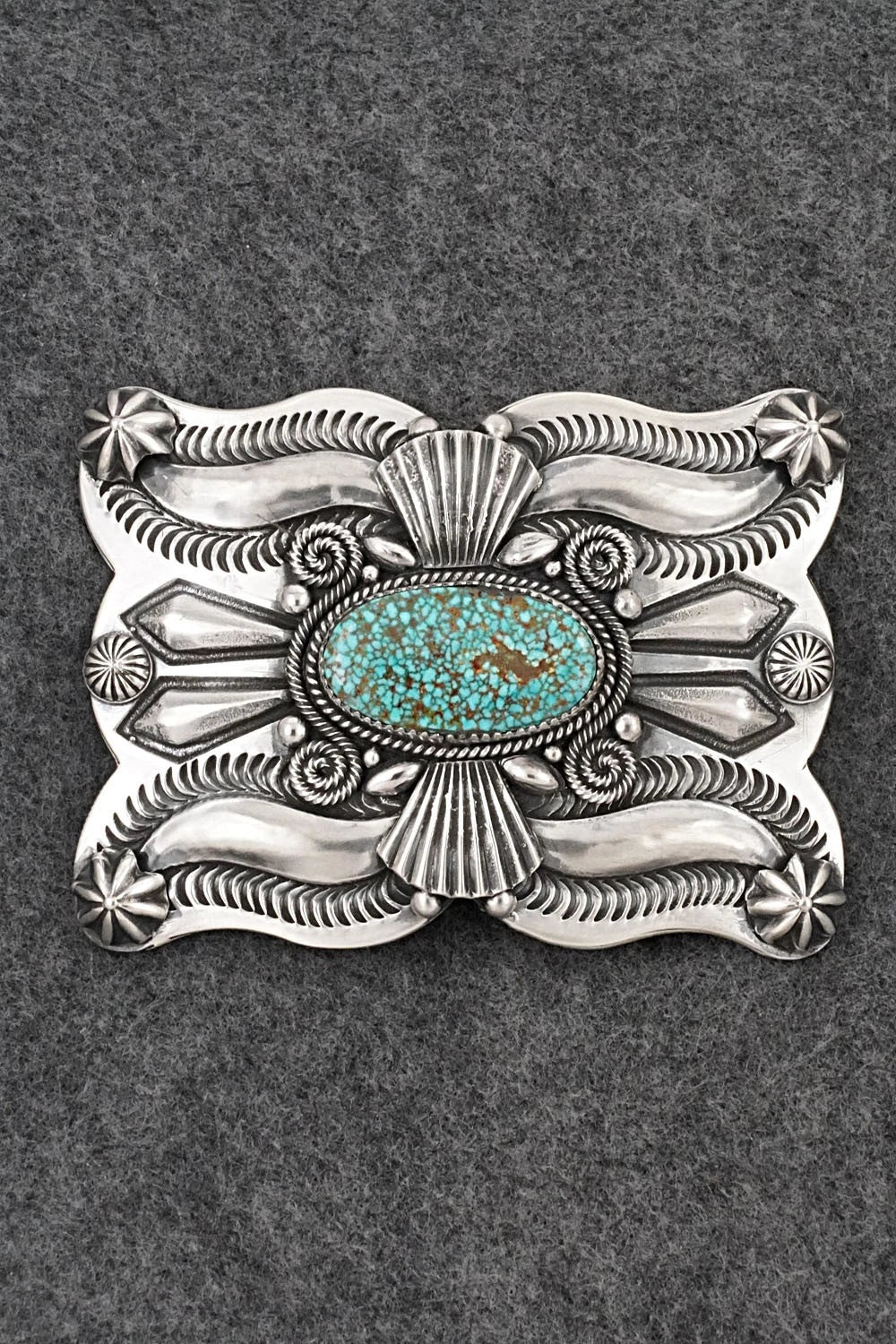 Turquoise & Sterling Silver Belt Buckle - Delbert Gordon
