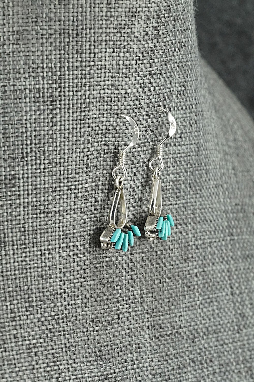 Turquoise & Sterling Silver Necklace and Earrings Set - Mildred Ukestine