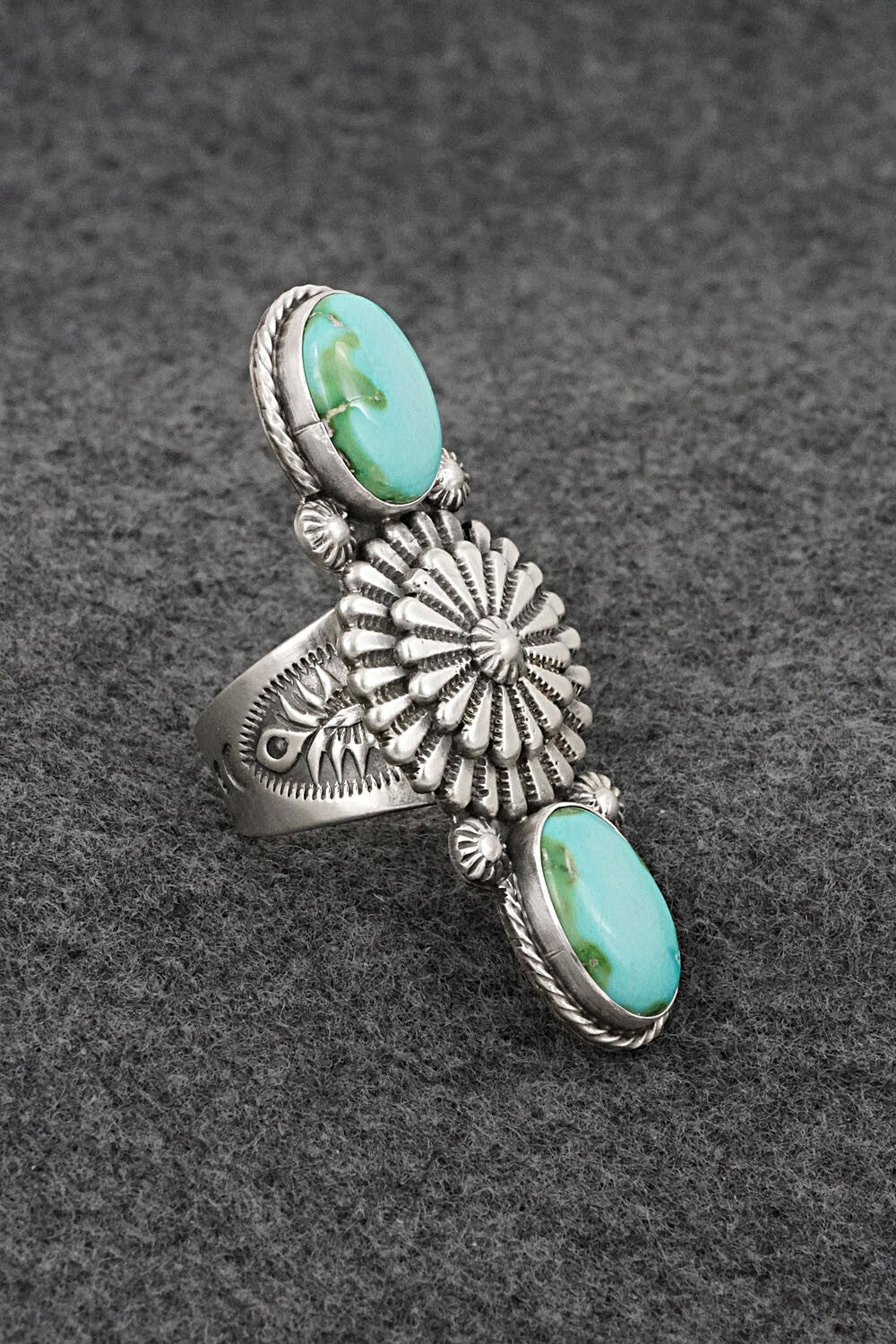 Turquoise & Sterling Silver Ring - Samuel Yellowhair - Size 8
