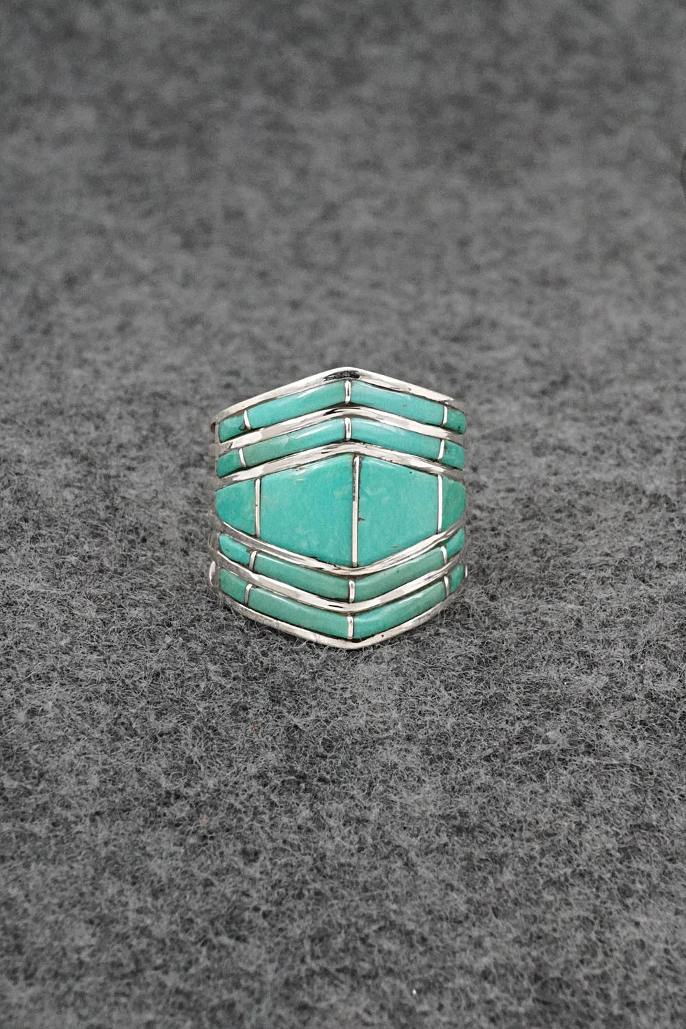 Turquoise & Sterling Silver Ring - Andrew Enrico - Size 9