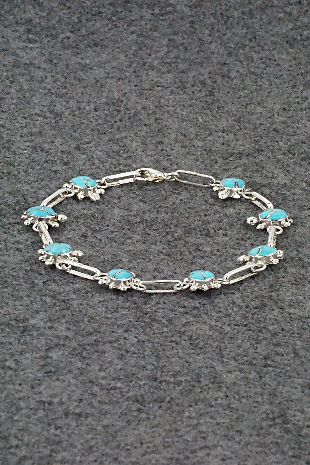 Turquoise & Sterling Silver Link Bracelet - Rebecca Lalio