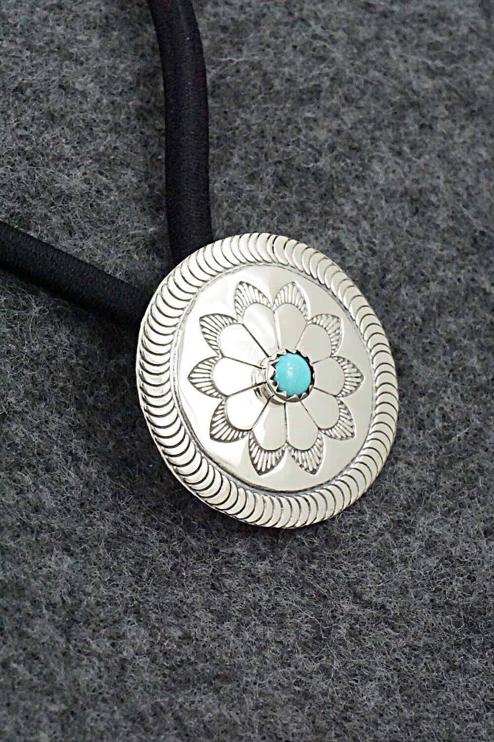 Turquoise & Sterling Silver Hair Tie - Anderson Benally