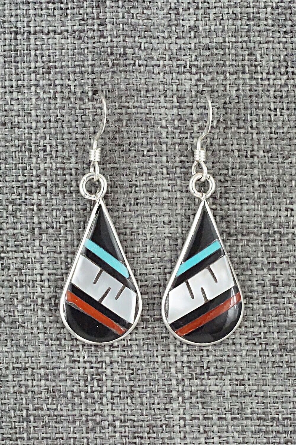 Multi Stone & Sterling Silver Inlay Earrings - Rhianna Kallestewa