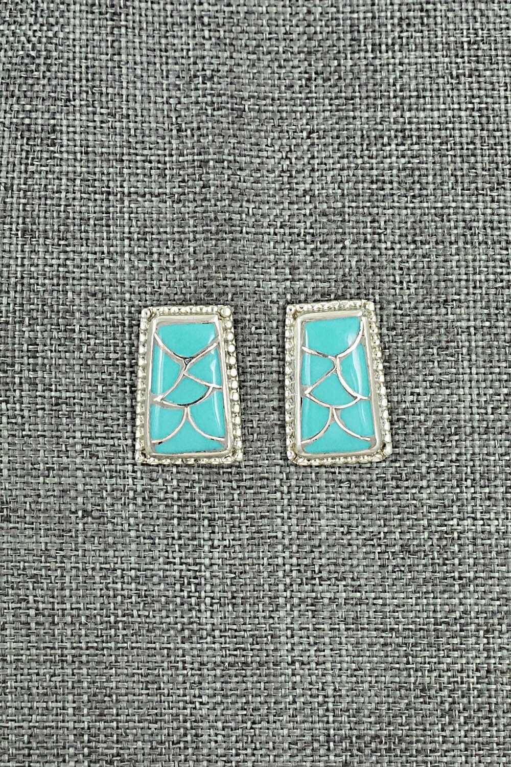 Turquoise & Sterling Silver Earrings - Karlene Seowtewa