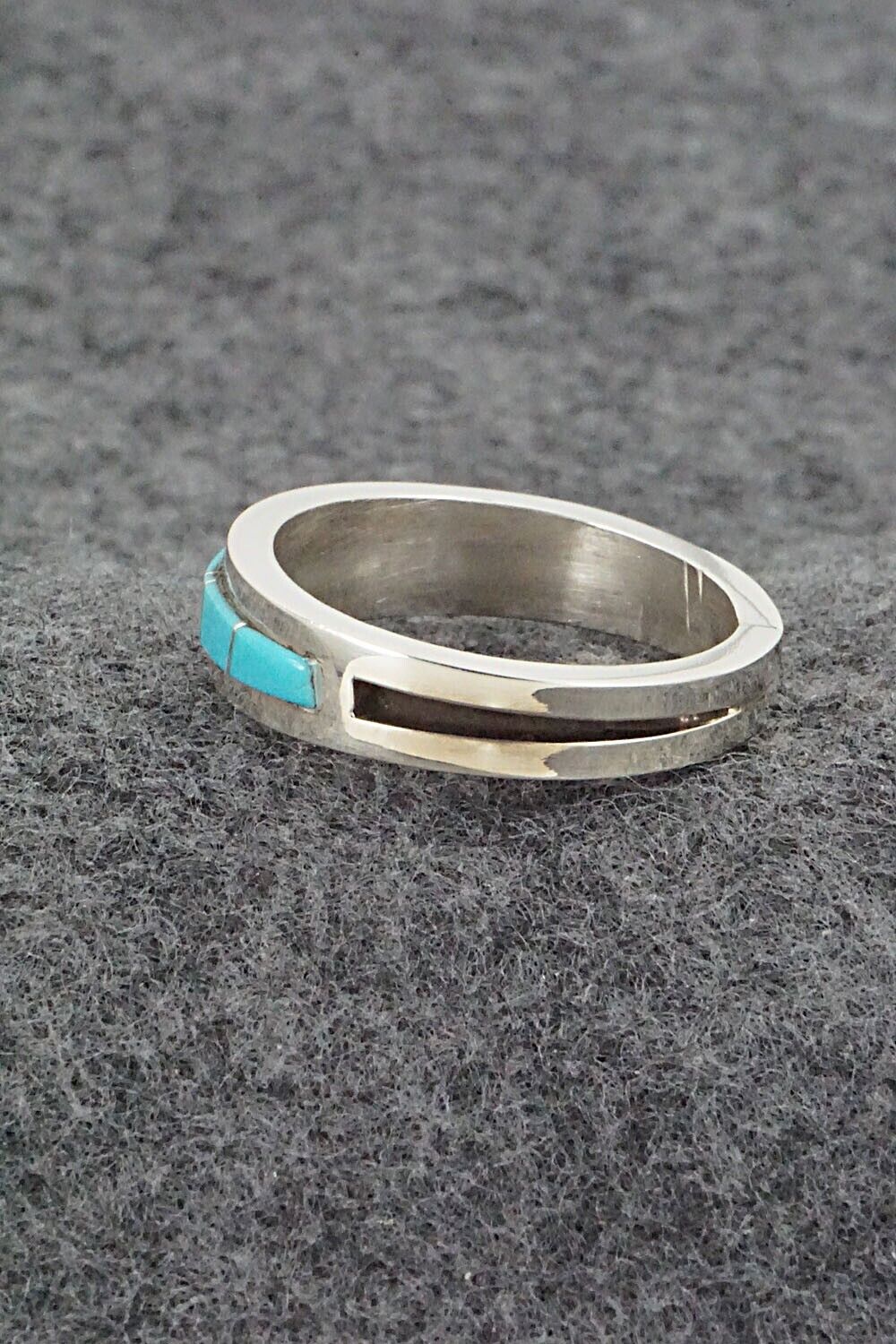 Turquoise & Sterling Silver Inlay Ring - Wilbert Muskett Jr. - Size 12.5