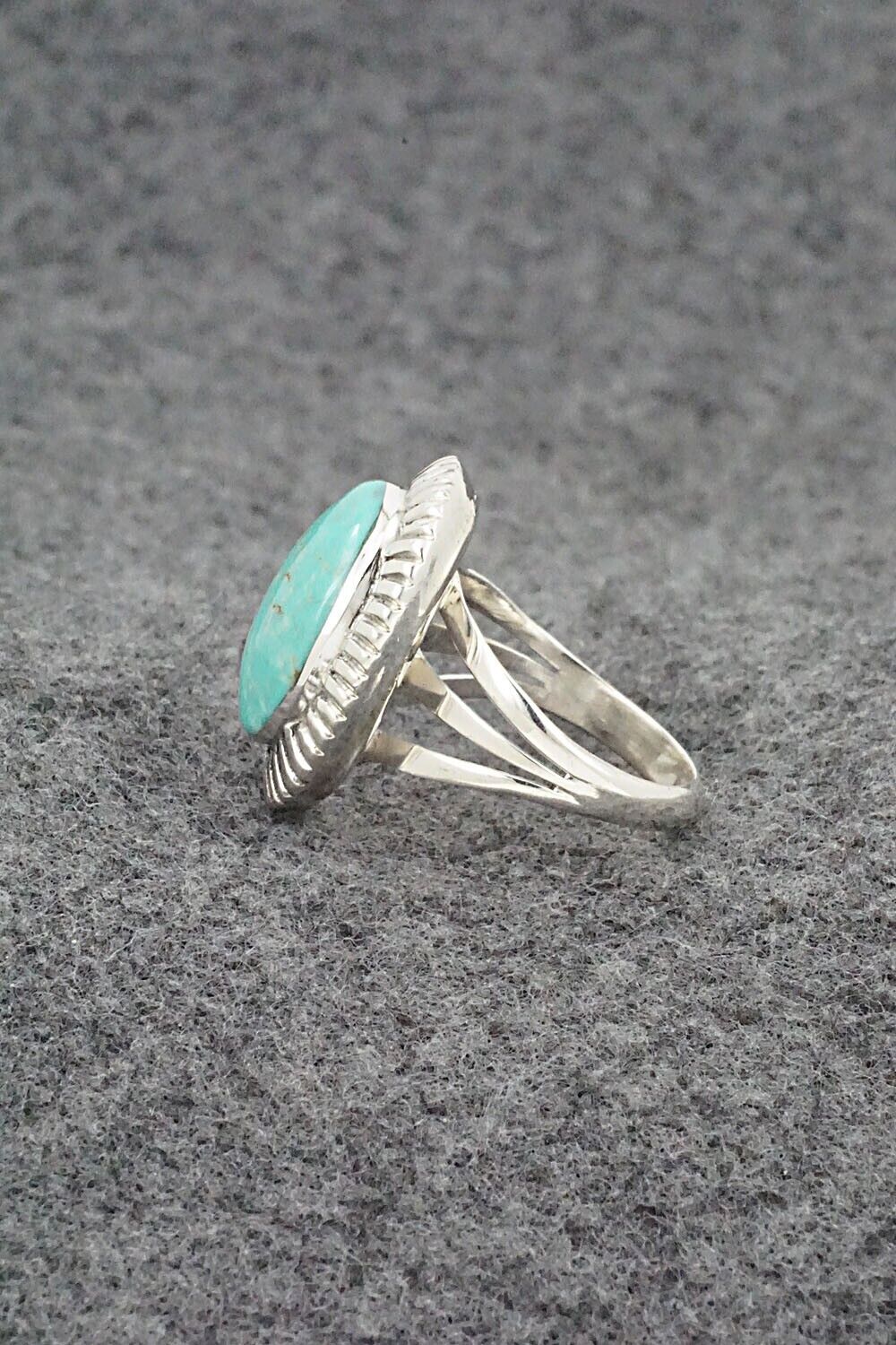 Turquoise & Sterling Silver Ring - Kenny Lonjose - Size 6.75