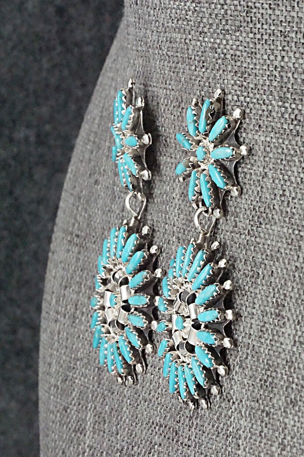 Turquoise & Sterling Silver Earrings - Nathaniel Nez