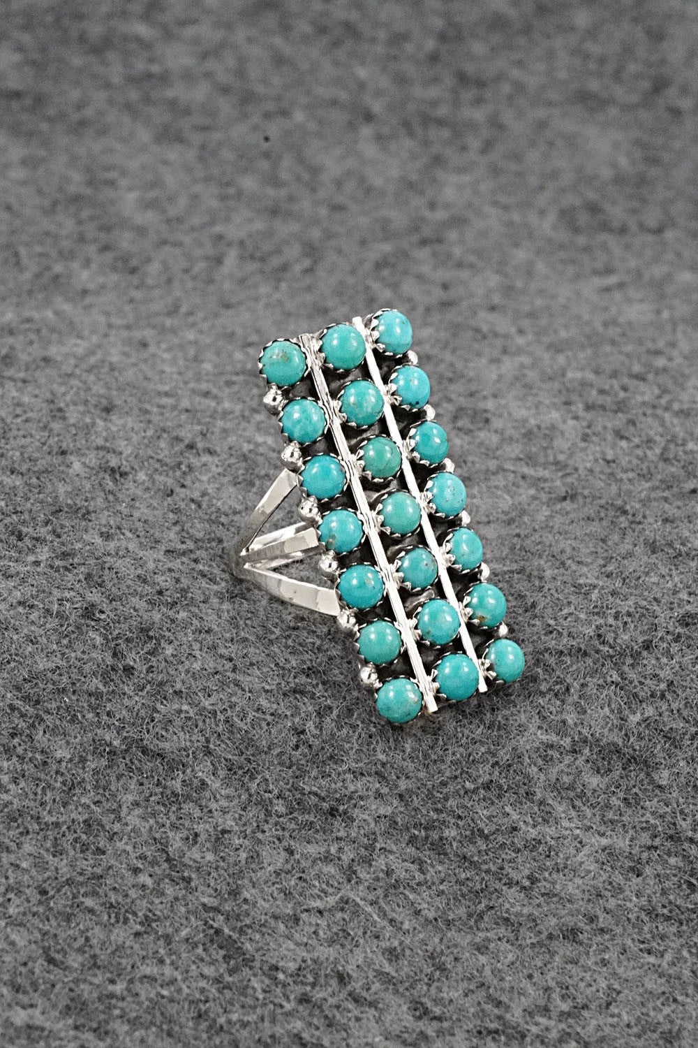 Turquoise & Sterling Silver Ring - Kenny Lonjose - Size 7.75