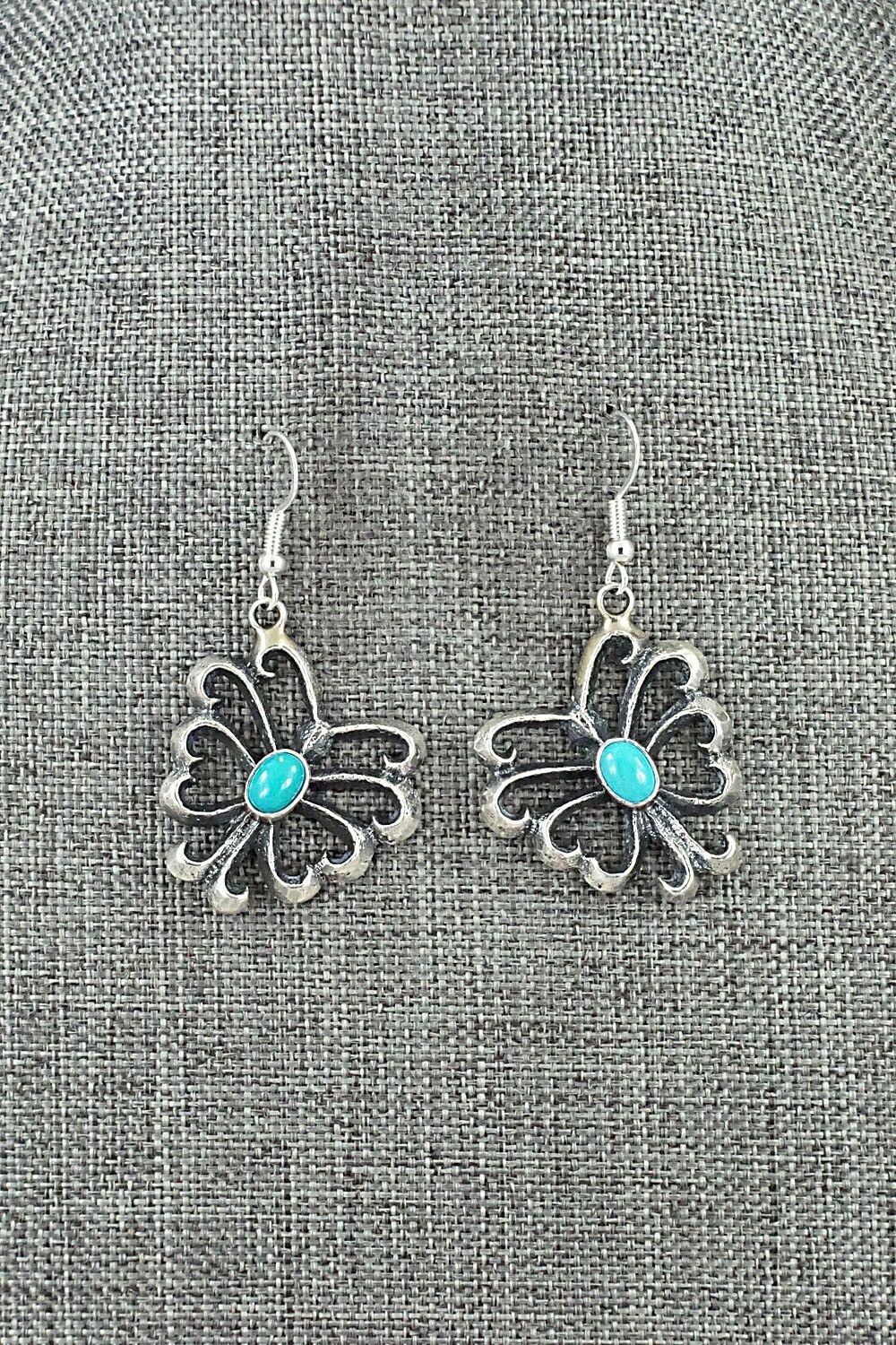 Turquoise and Sterling Silver Earrings - Mekechto Jim