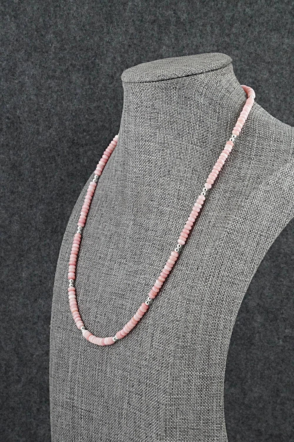 Pink Conch & Sterling Silver Necklace 18" - Doreen Jake