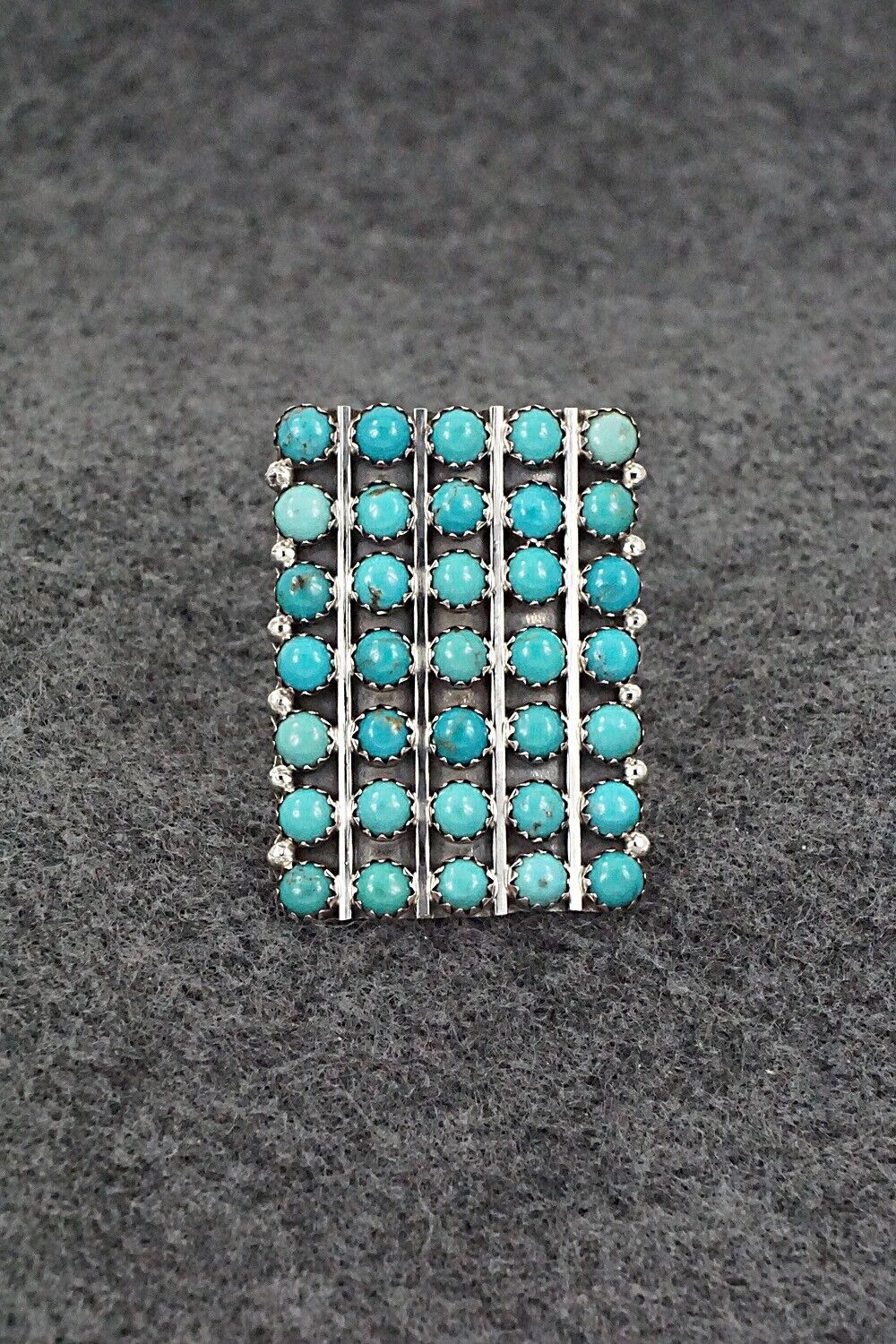 Turquoise & Sterling Silver Ring - Kenny Lonjose - Size 9