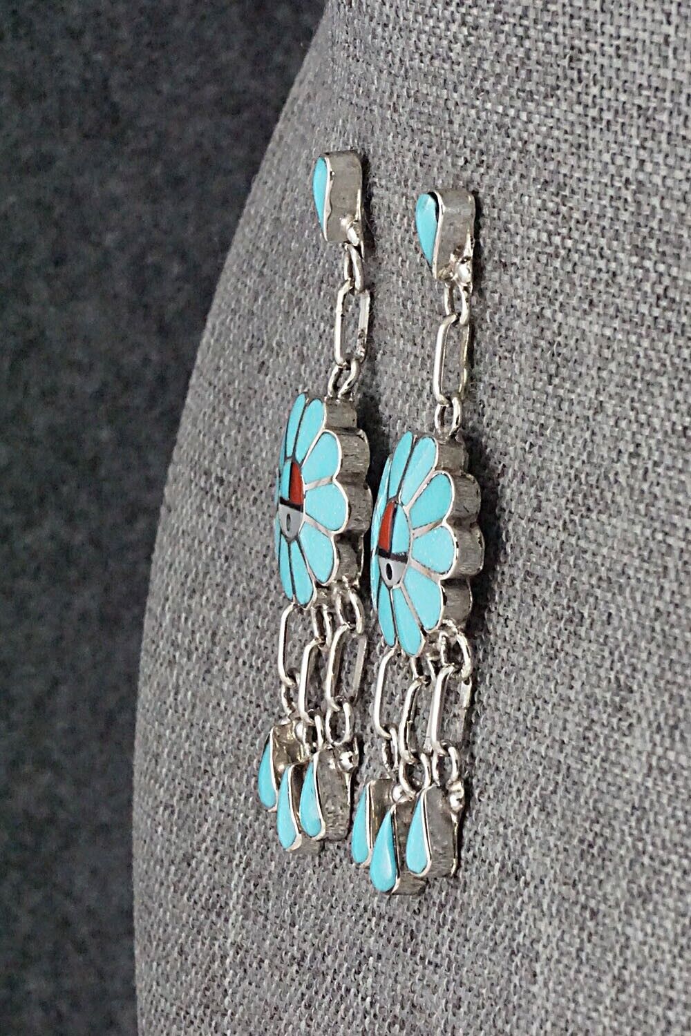 Multi Stone & Sterling Silver Inlay Earrings - Burdian Soseeah
