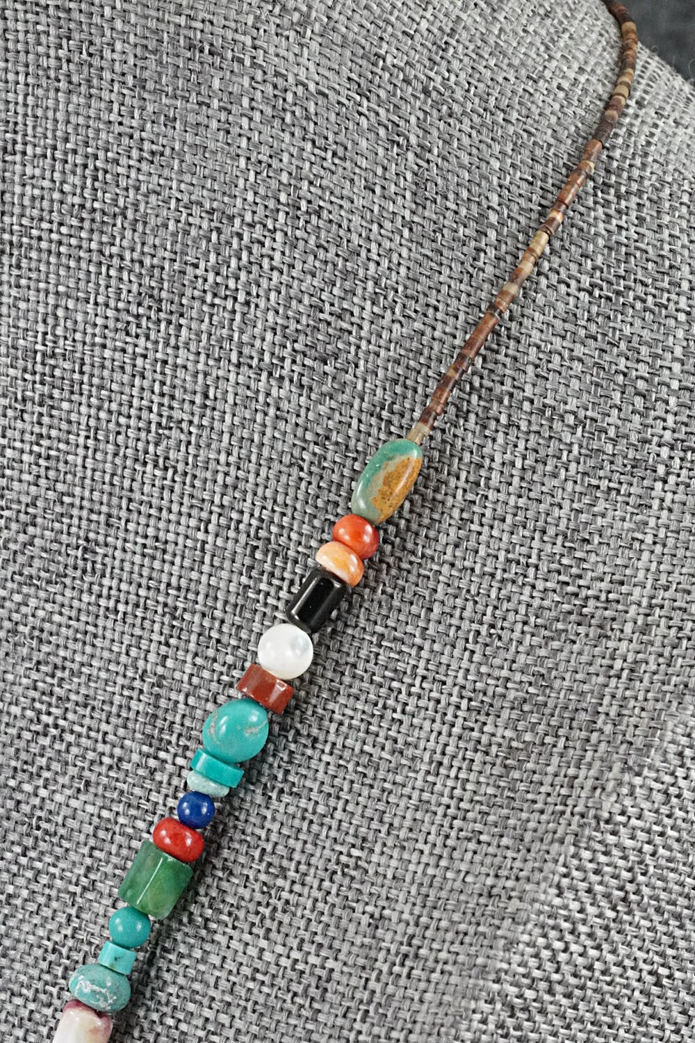 Multi-Stone & Sterling Silver Necklace 18" - Helen Tsosie