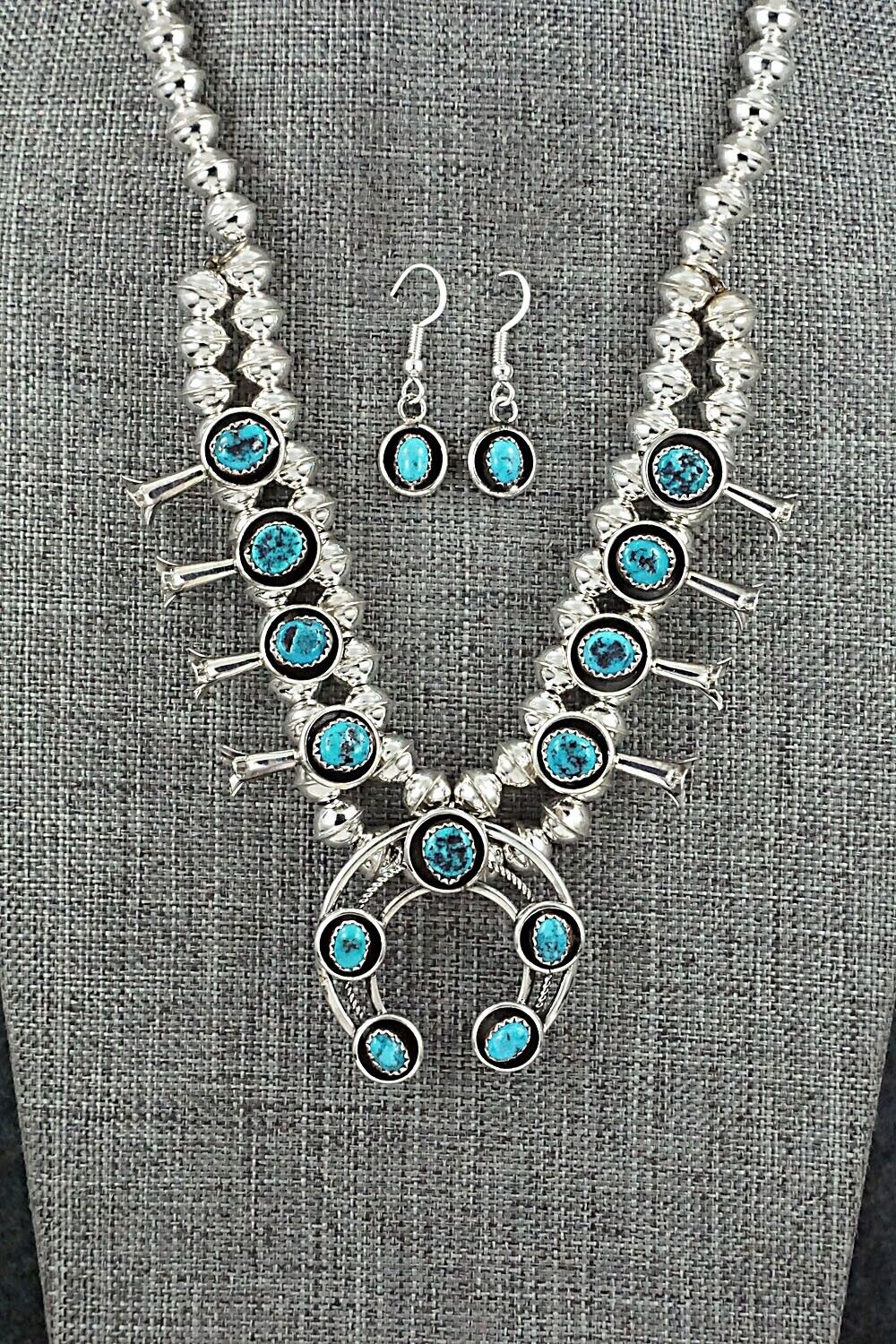 Turquoise & Sterling Silver Mini Squash Blossom Set - Phil Garcia