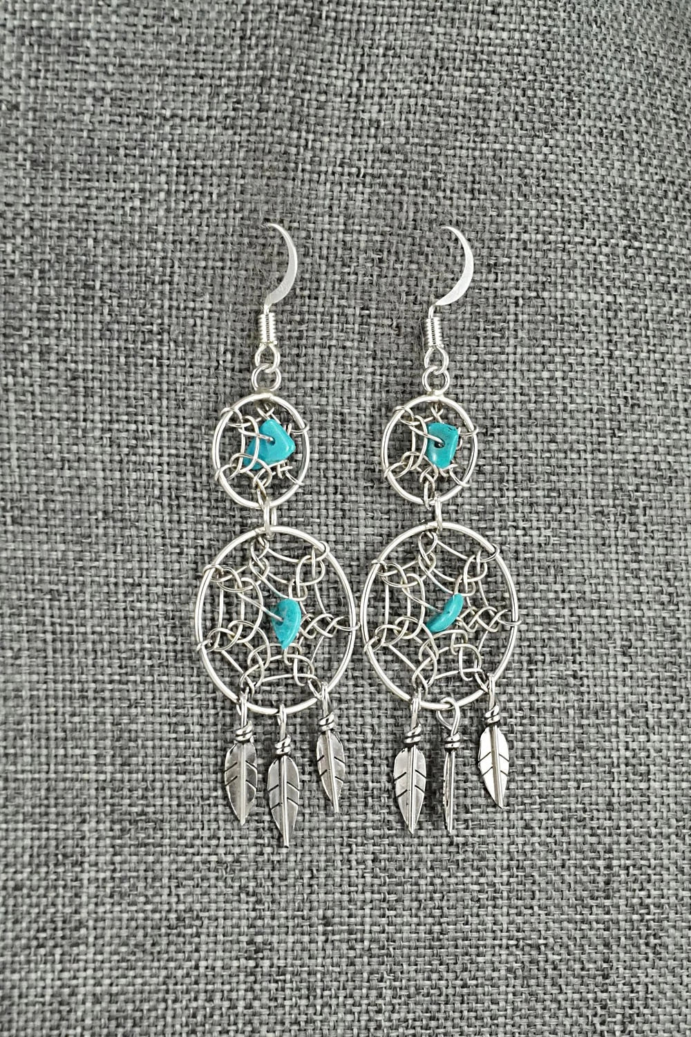 Turquoise & Sterling Silver Earrings - Lorenzo Arviso Jr.
